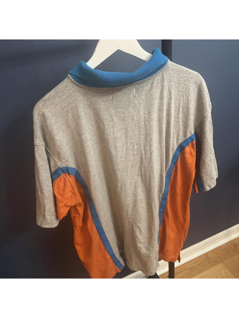 Vintage Bugle Boy 77 Sportswear Shirt Gray Orange Blue Large 80s 90s - Picture 3 of 6